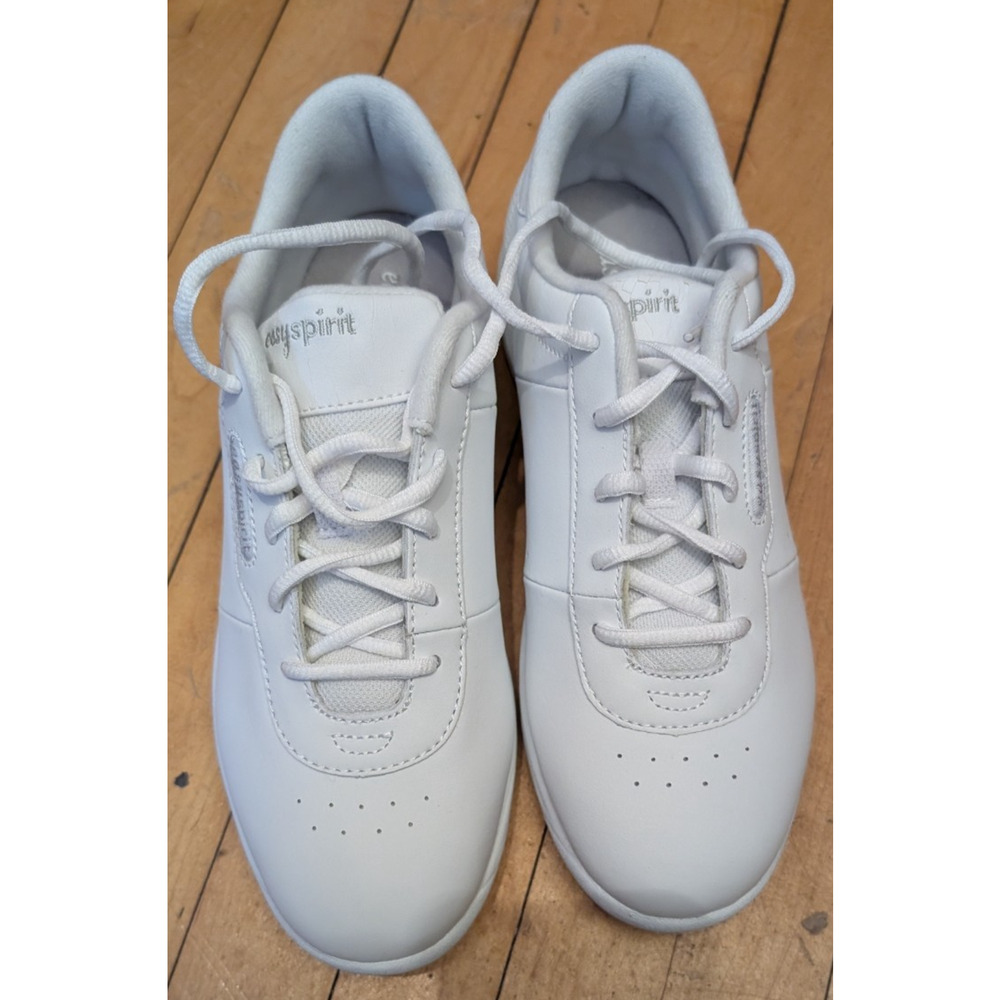 NEW Easy Spirit Walking Sneakers Leather White/Off Gray Size 8.5 W